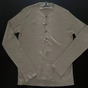 Michael Kors Ribbed Beige Henley T-Shirt